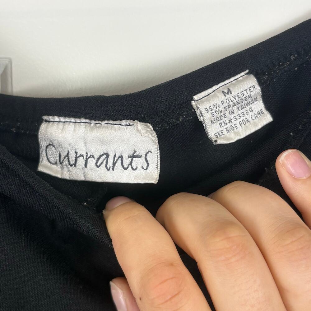 Currants Vintage 90s Black Mini Skirt Skort Embroidery Slit Whimsigoth Witchy M - Picture 5 of 7